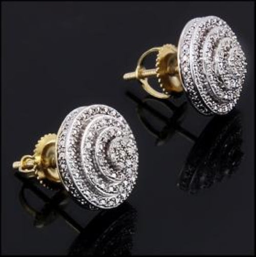 14K Yellow Gold Over Solid Sterling Silver 0.20 CTW Diamonds Designer Earrings